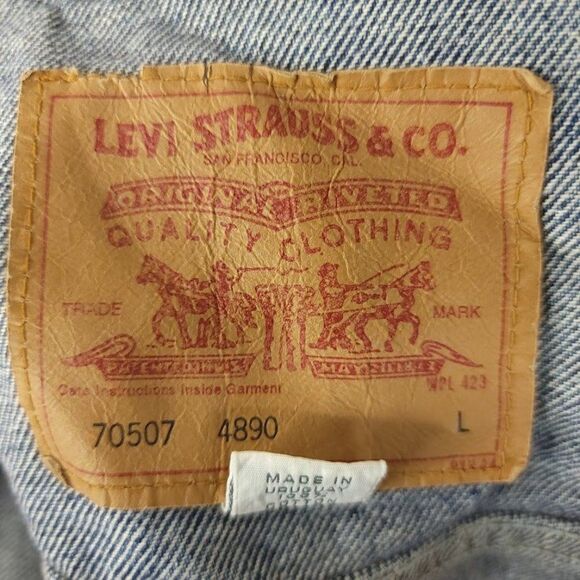 Levis Denim Trucker Jacket Vintage 90s 70507-4890 Mens Size Large - Picture 4 of 6